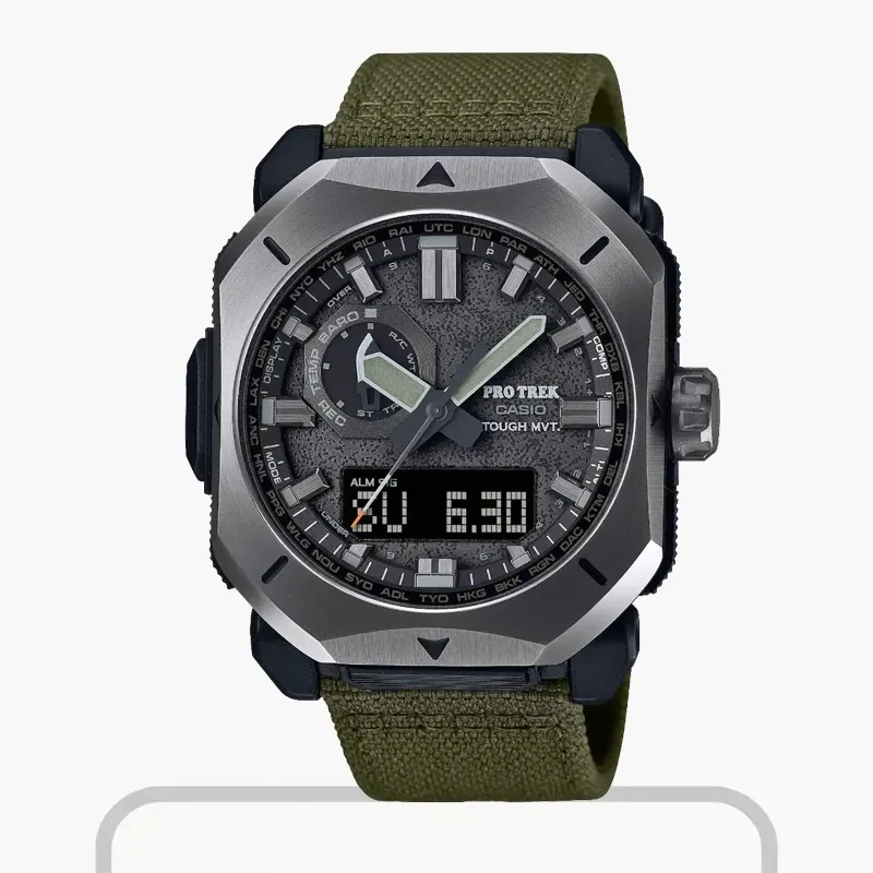 Casio Pro Trek Khaki Green Radio Tough Solar Men's Watch- PRW-6900YB-3